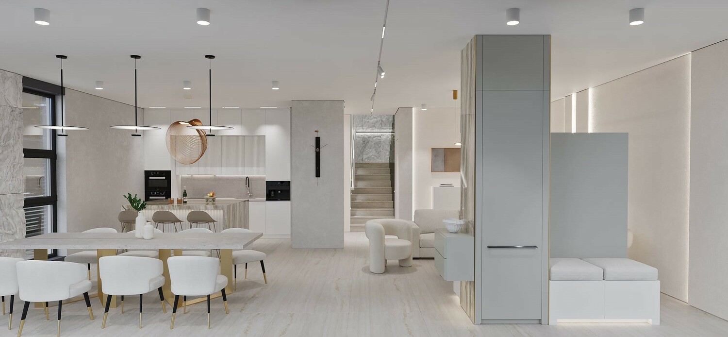 дизайн проект дома гостиная кухня столовая в доме